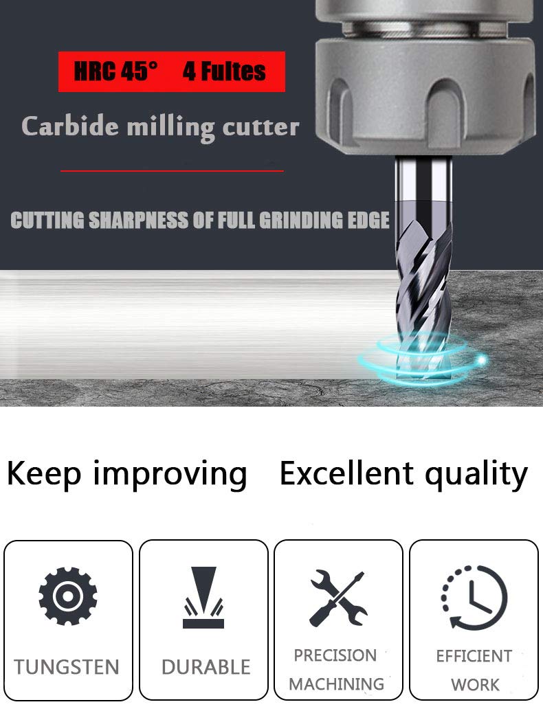 1/8 Carbide Square End Mill 4 Flute AlTiN Pack of 2 J4858