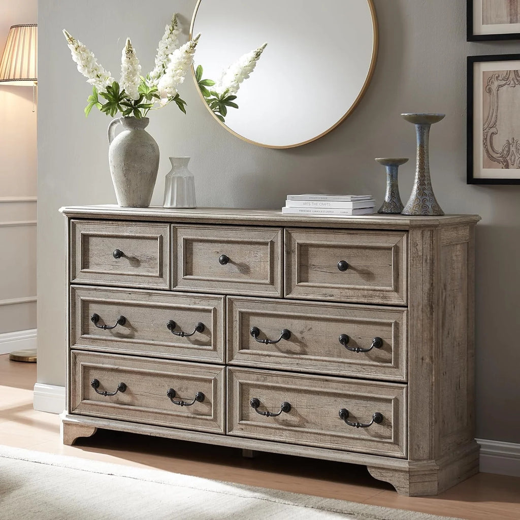 Brown 7 Drawer Wood Dresser E770