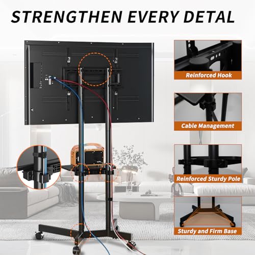 Rolling TV Stand with Wheels for 32-75 Inch TVs Y166