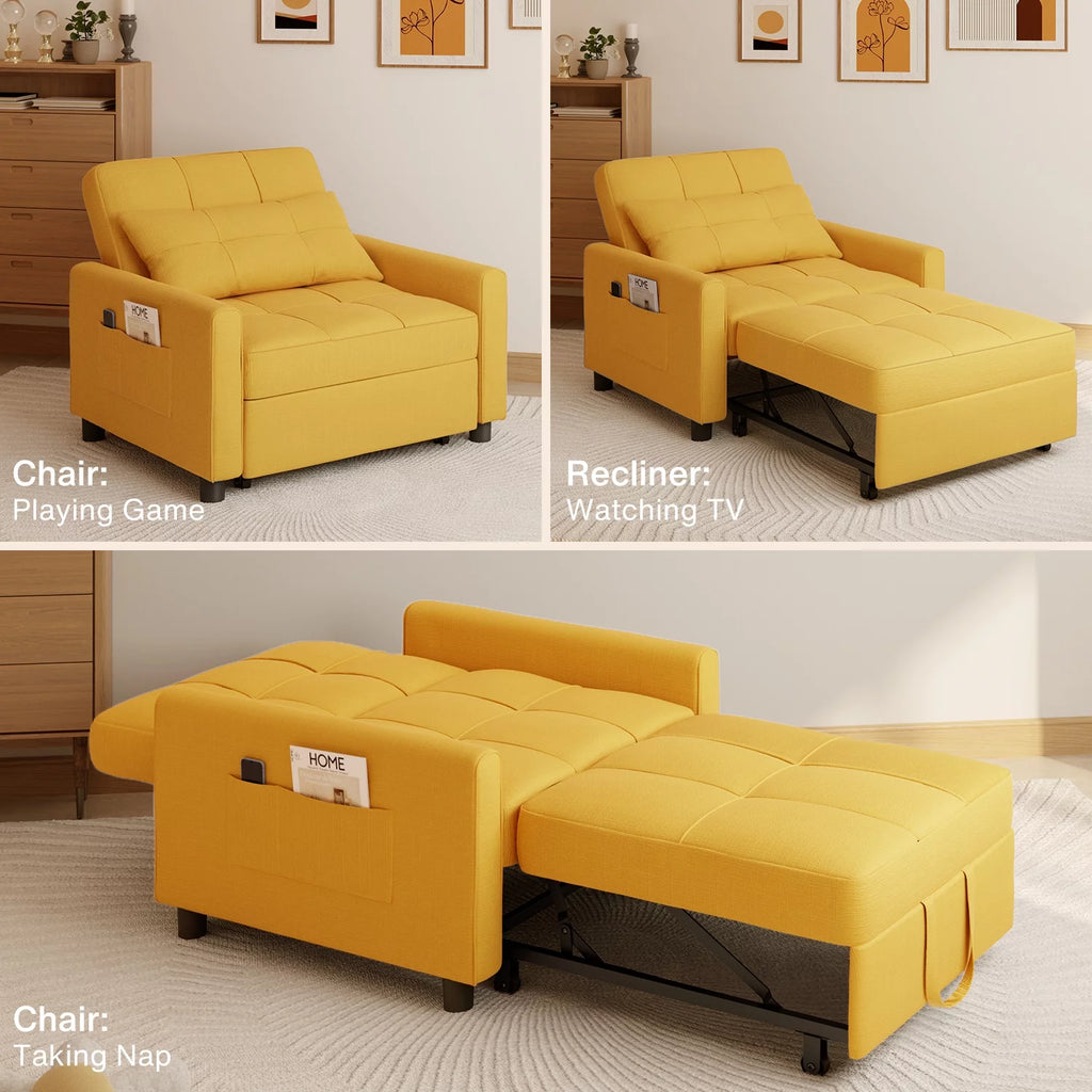 Yellow Convertible Sofa Bed G134275