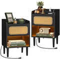 Oak Beige Nightstands with Charging Station C81980