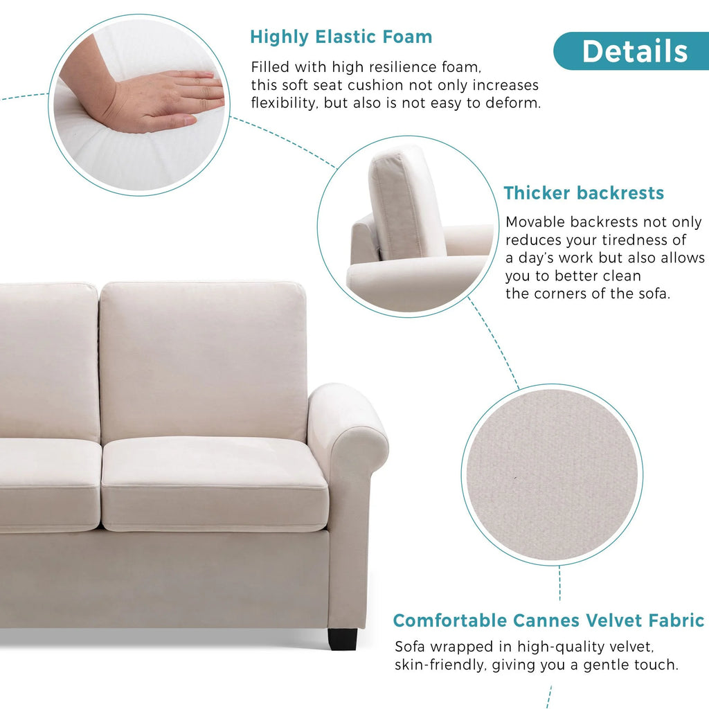 Beige Convertible Sleeper Sofa with Memory Mattress C290