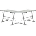 L-Shaped Clear Glass and Metal Corner Desk I756604