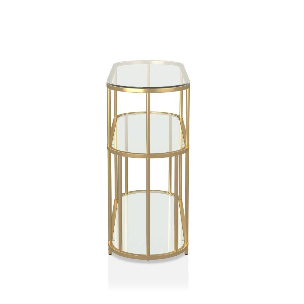 Gold Coating 2-Shelf Glass Top Console Table H859635