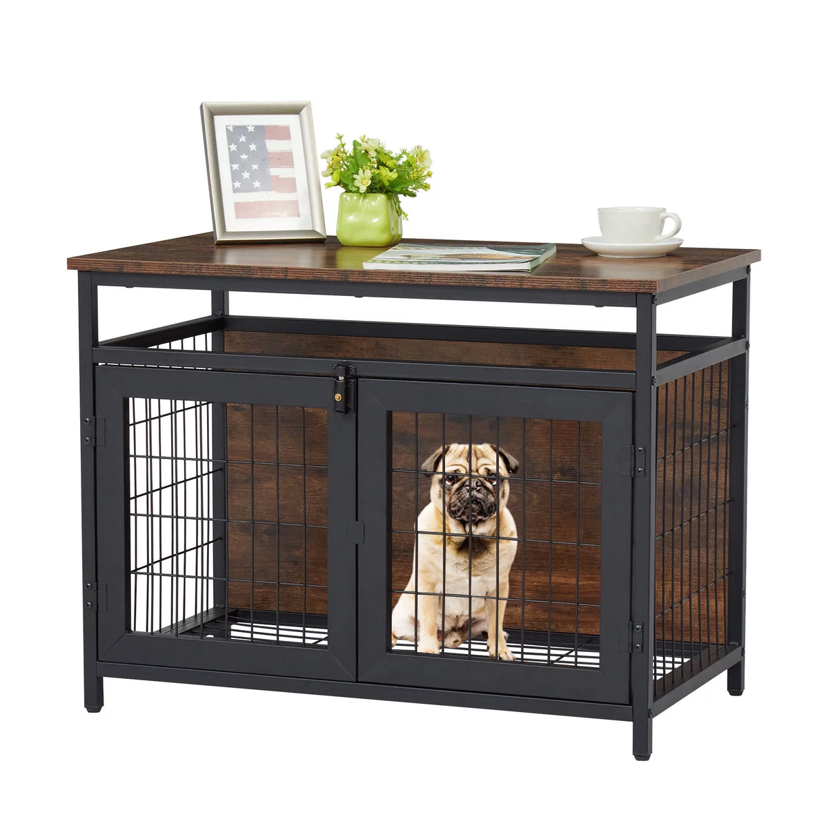 Dog Crate Furniture with Double Doors L16189
