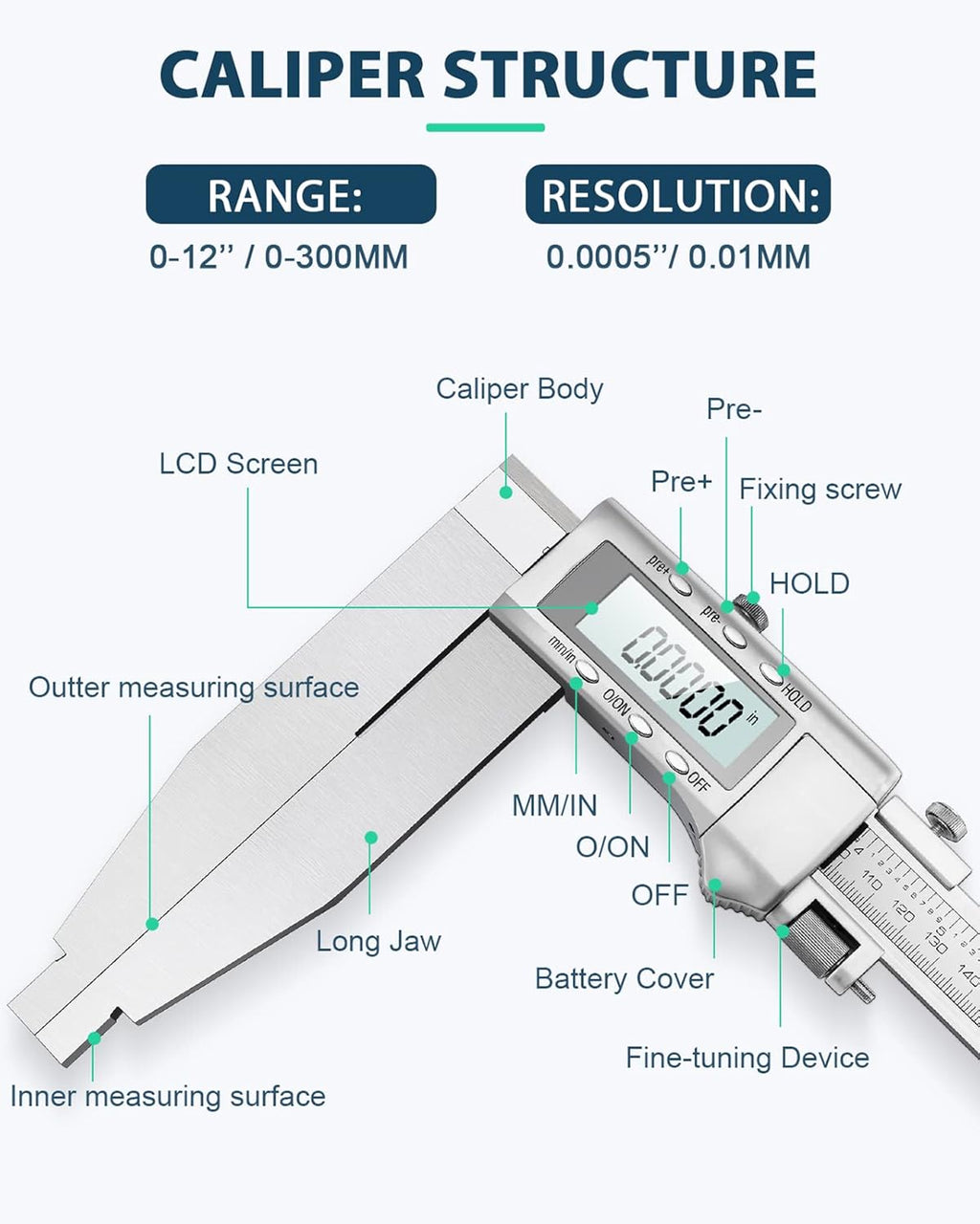 12 Inch Digital Caliper Measuring Tool M371