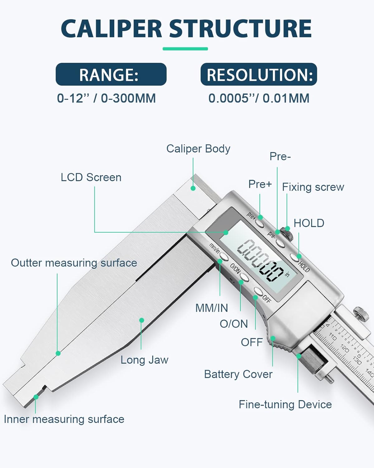 12 Inch Digital Caliper Measuring Tool M371