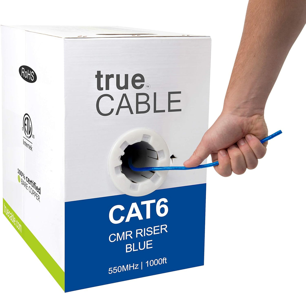 Cat6 Riser 1000ft Green 23AWG Bare Copper UTP Bulk Ethernet Cable Y605