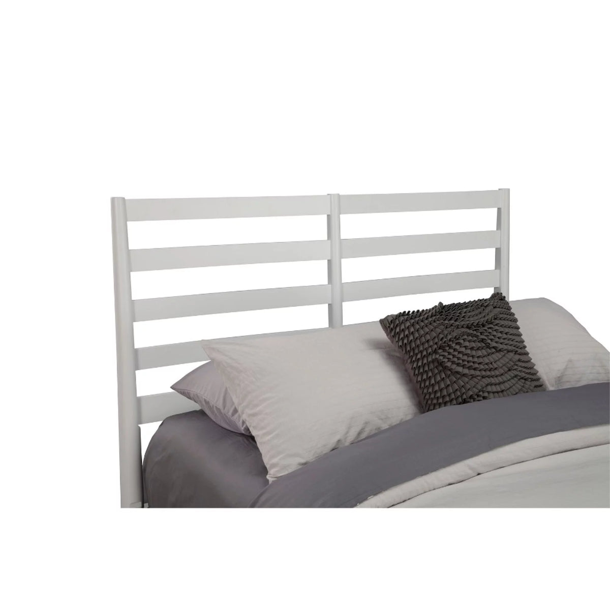Queen Size Wooden Bed with Slat Back Headboard White H961