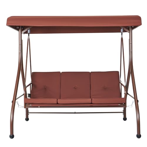 3-Seat Converting Canopy Patio Swing Chair with Cushion I42822