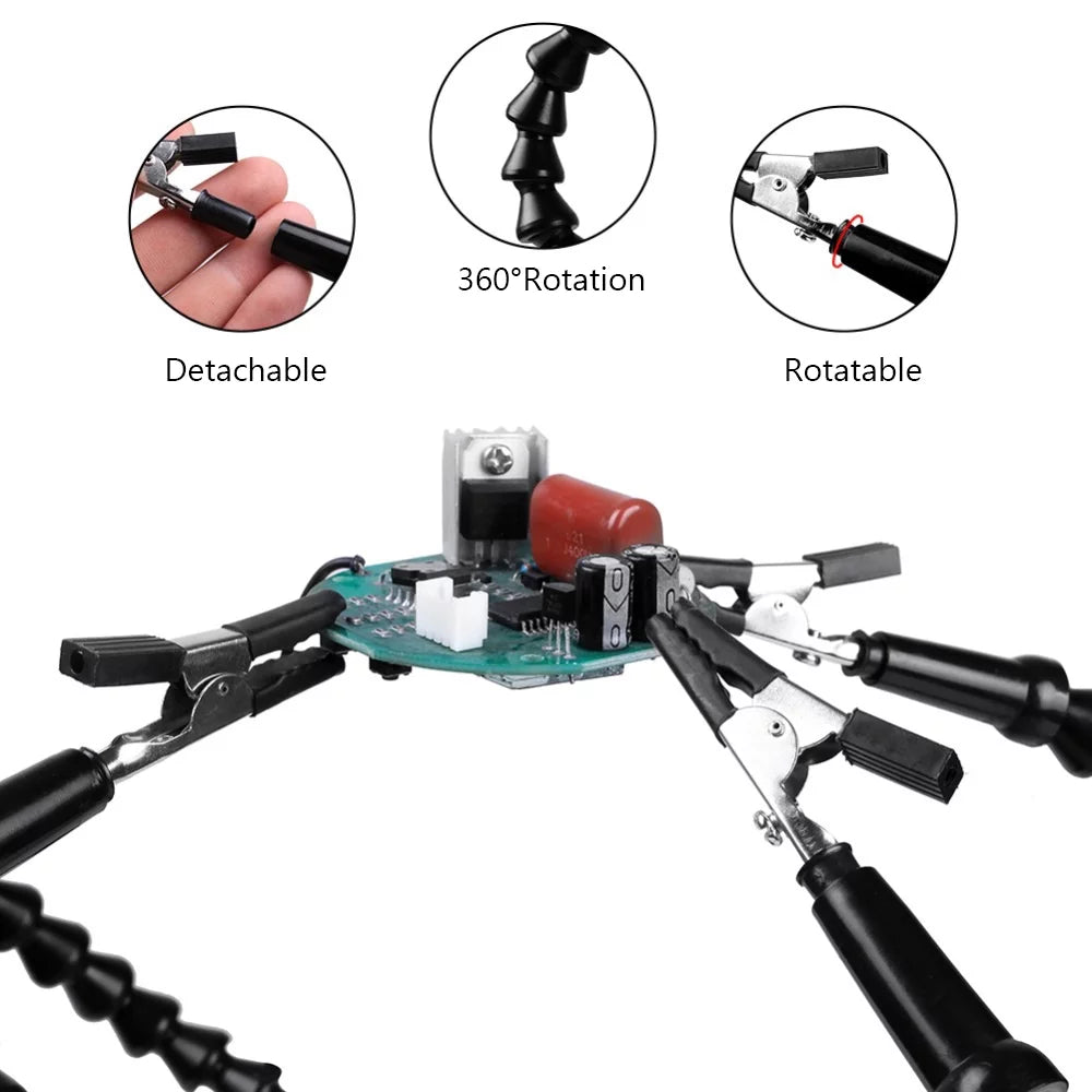 Soldering Third Hand PCB Tool with 6 Flexible Arms Black G6611