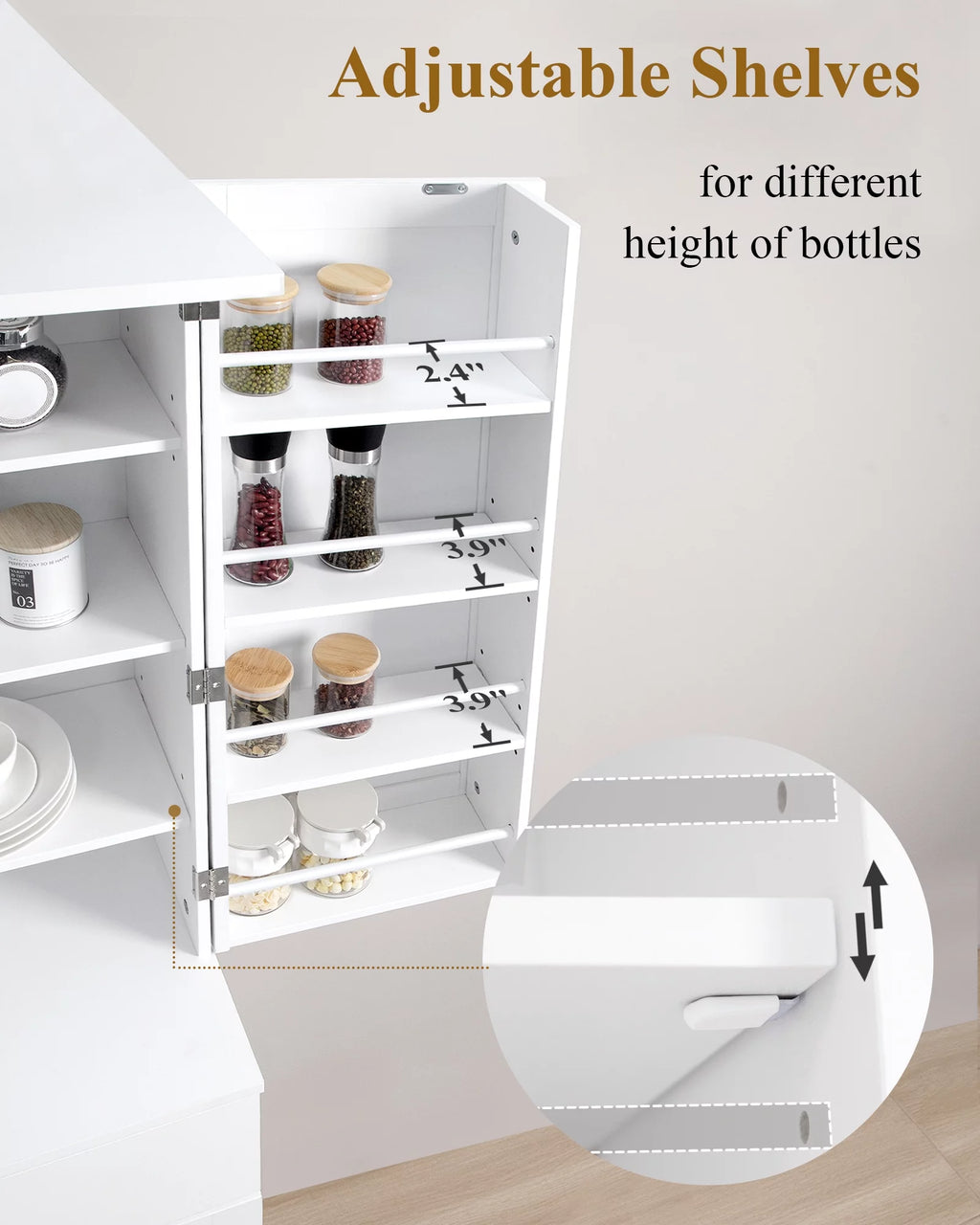 White 72" Kitchen Pantry Cabinet A228