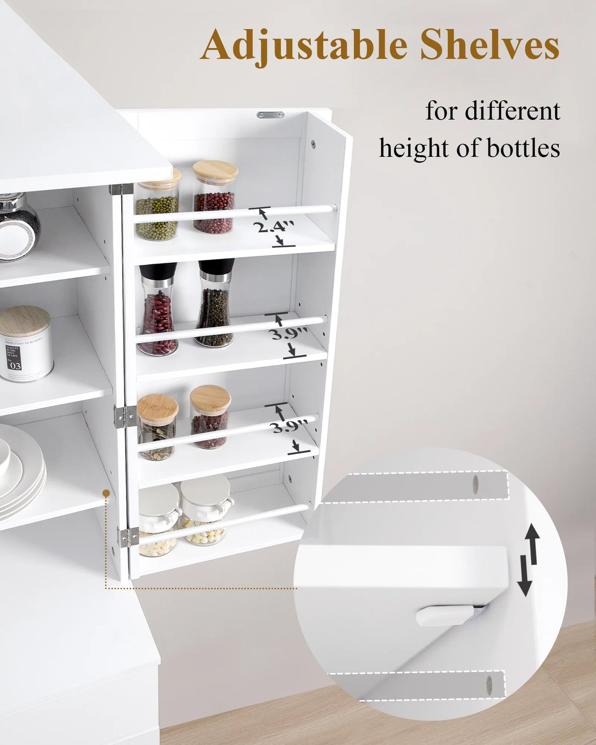 White 72" Kitchen Pantry Cabinet A228
