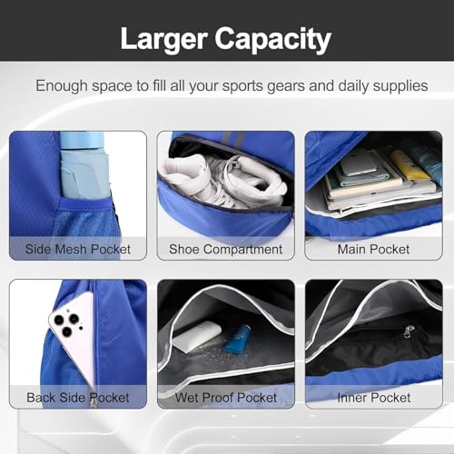 Drawstring Backpack with Shoes Compartment and Wet Proof Pocket U9825
