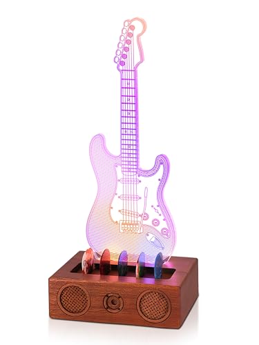 Acrylic Light Up Guitar Pick Holder with Wooden Base O86908