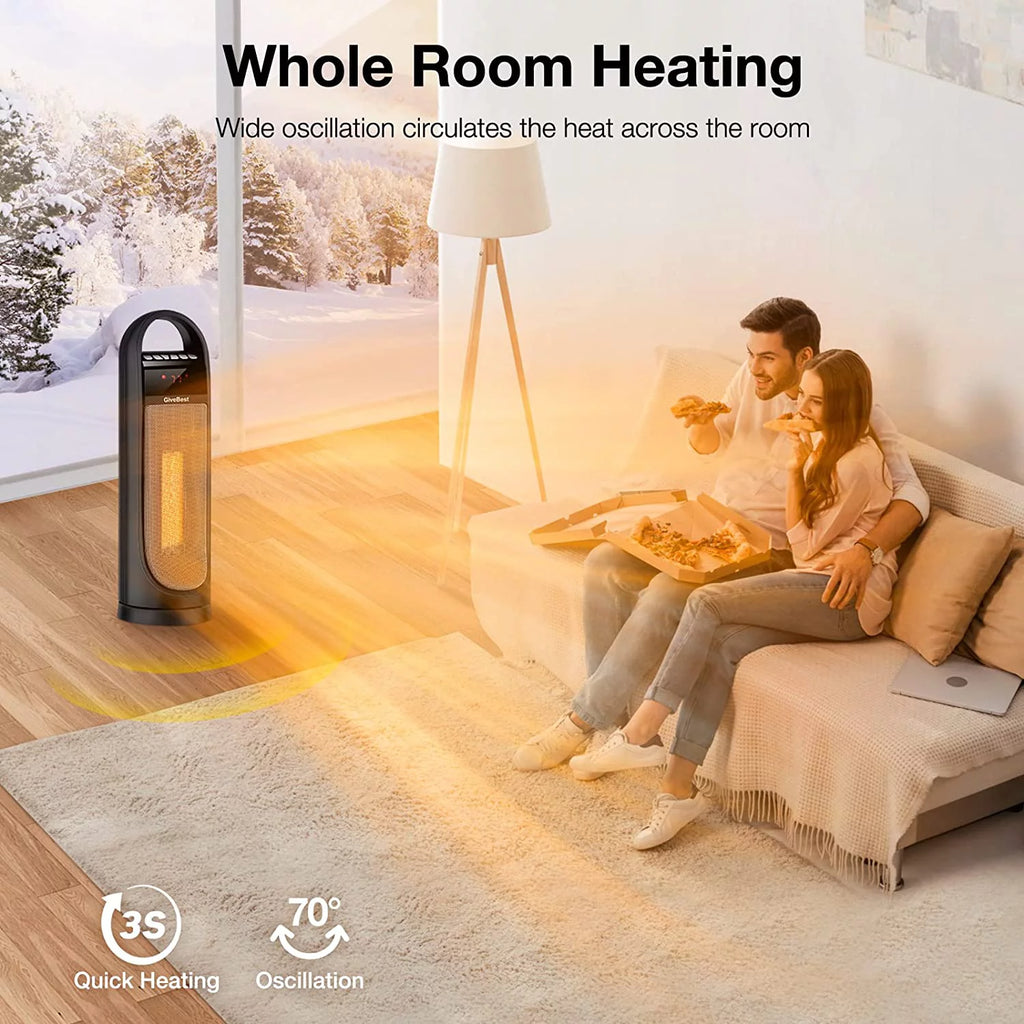 22" Electric Oscillating Tower Space Heater with Thermostat, Remote, Timer, 1500W V20664