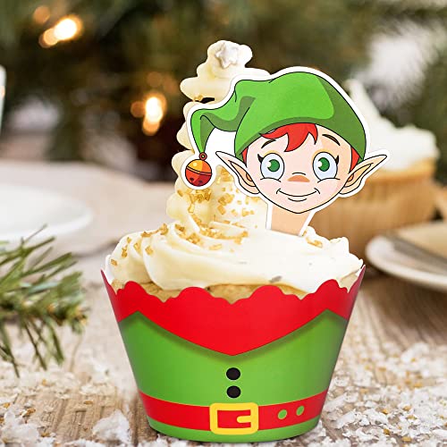 128 Pieces Christmas Cupcake Toppers Wrappers A740190