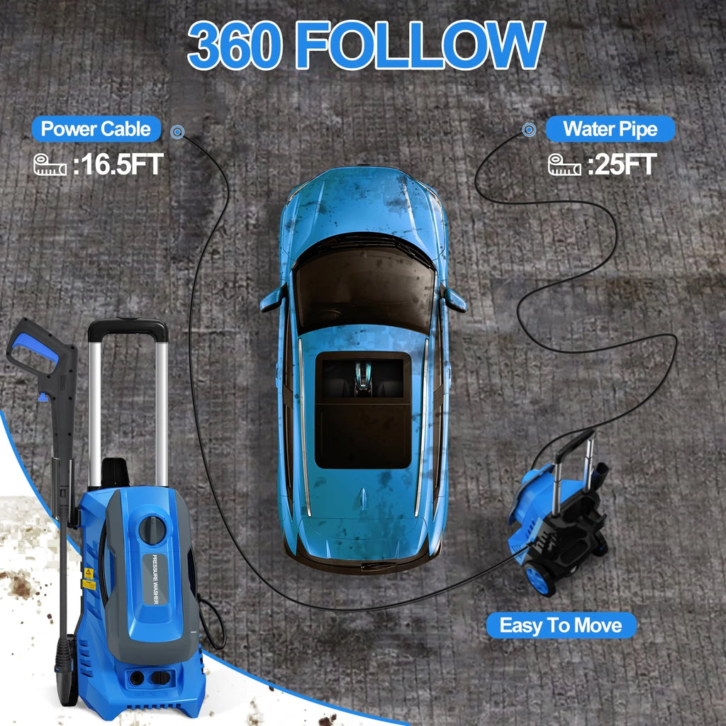 Electric Pressure Washer 3200Psi Max 2GPM with 4 Nozzle F2749
