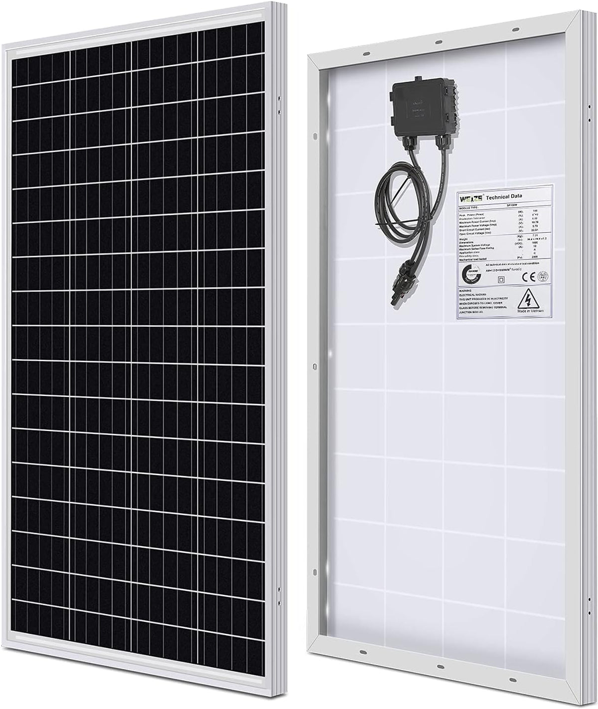 100 Watt 12 Volt Monocrystalline Solar Panel Starter Kit X9536