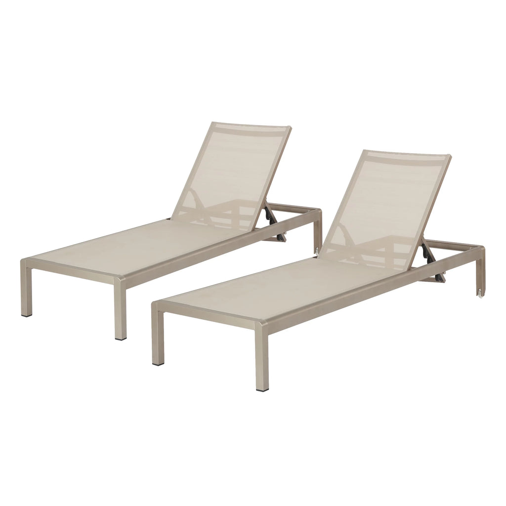 Grey Outdoor Mesh Chaise Lounge Set of Two E860