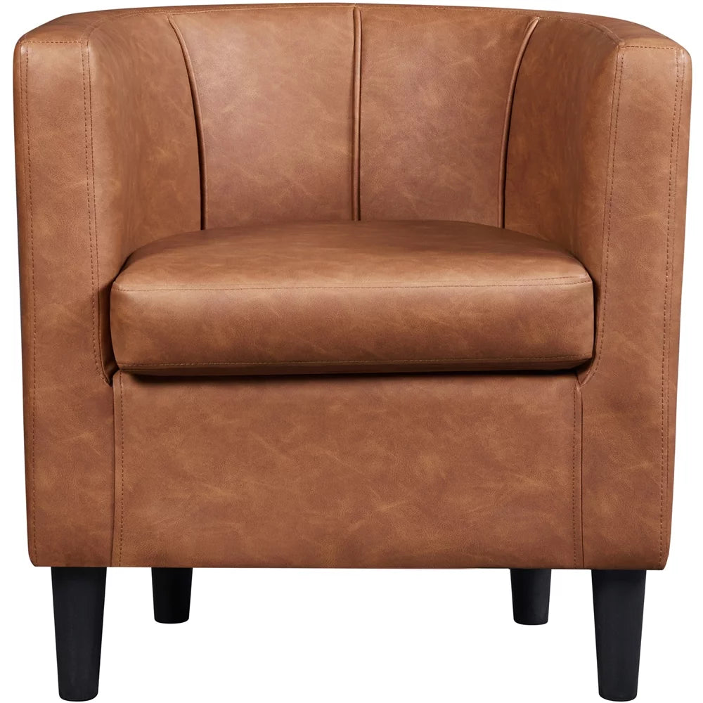 Brown Faux Leather Upholstered Accent Chair Y318