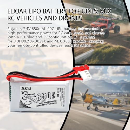 7.4V 850mAh LiPo Battery with JST Plug O150489