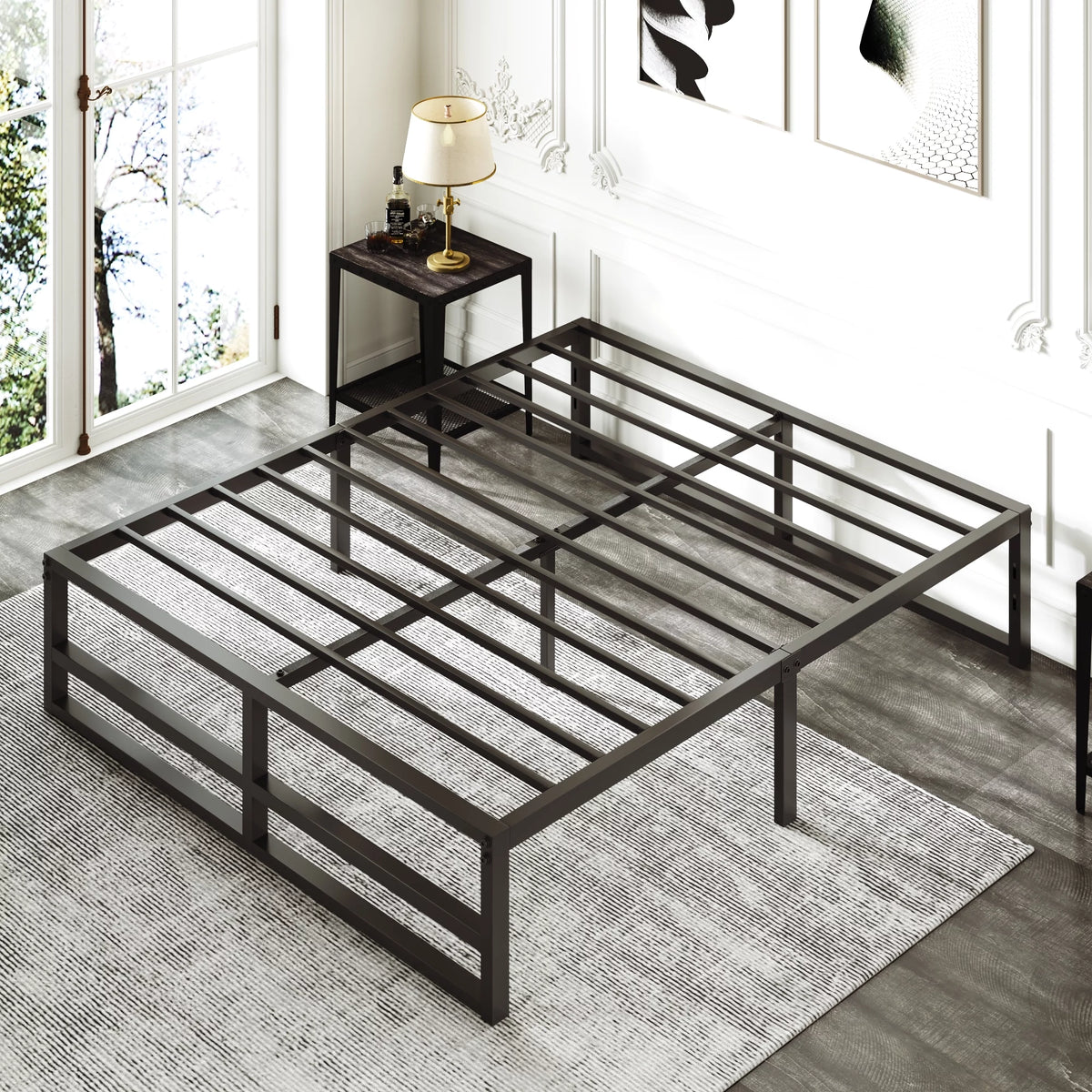 Queen Size Black Metal Platform Bed Frame M748838