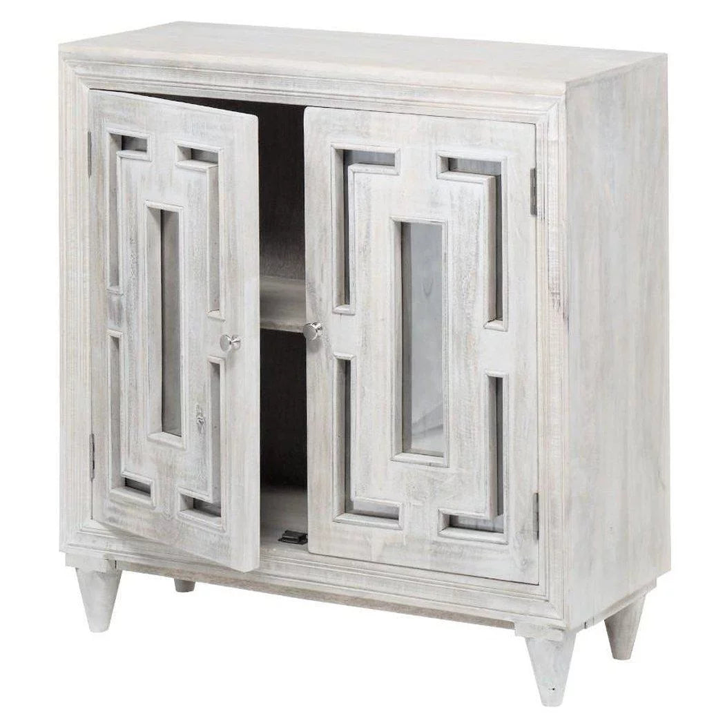 40" Square Whitewash Accent Cabinet J4427