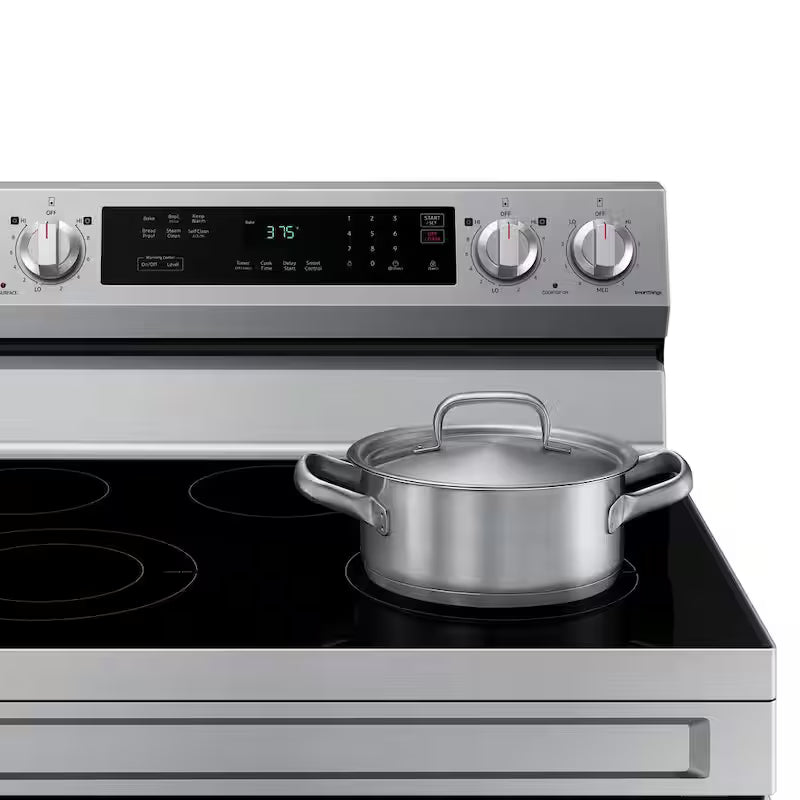 6.3 cu. ft. Smart Freestanding Electric Range with Rapid Boil and Self Clean in Stainless Steel V977368