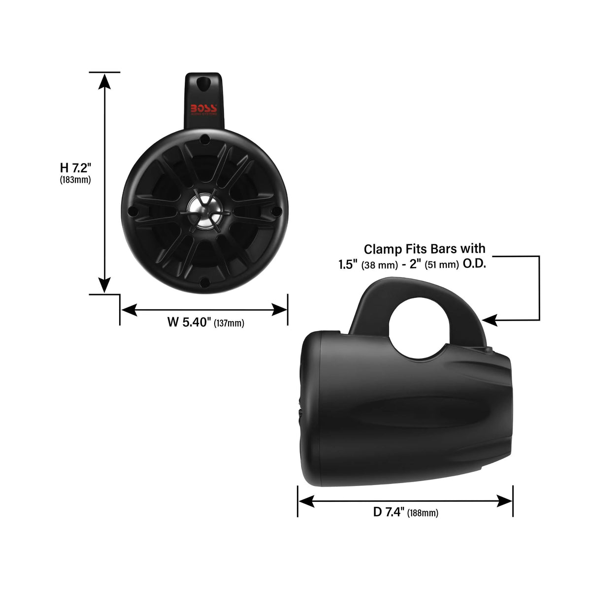 4" 500W 2-Way Amplified Bluetooth Marine ATV Speakers, Pair N255393