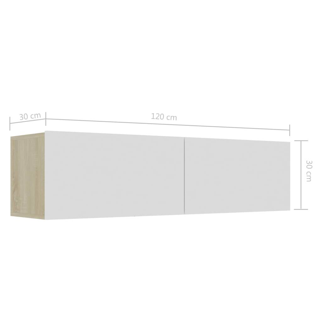 White and Sonoma Oak Chipboard TV Cabinet Q60852