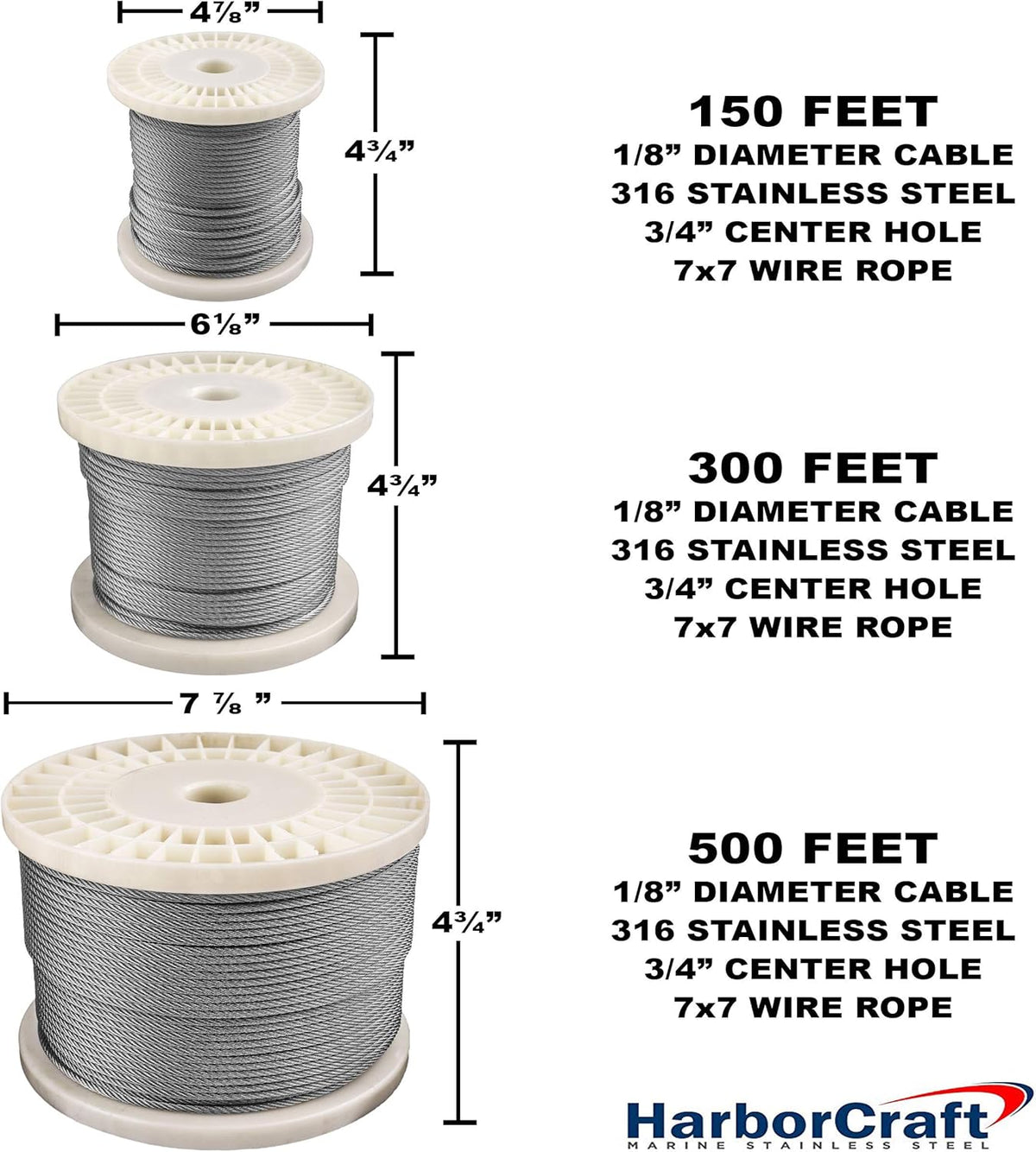 1/8 316 Stainless Steel Wire Rope Aircraft Cable 7x7 I32453