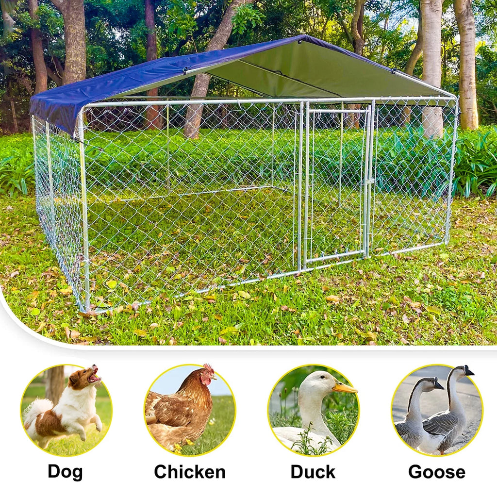 10ft x 10ft Metal Dog Kennel with Roof N98051