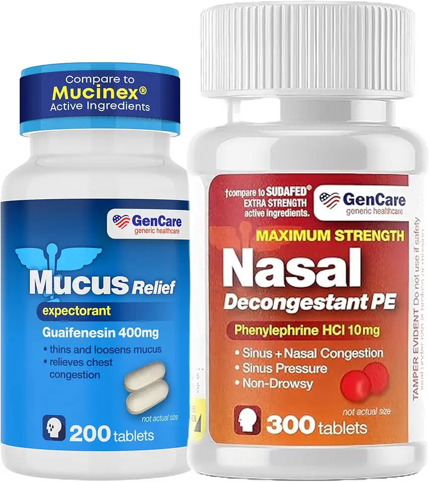 Cold Mucus & Sinus Relief Bundle Nasal Decongestion Mucus Relief Expectorant P5177