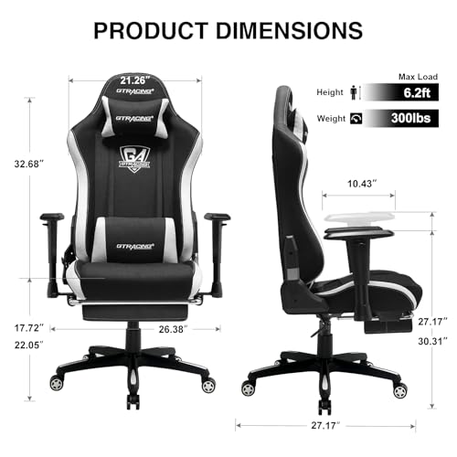 Fabric Breathable Big and Tall Ergonomic Gaming Chair with Footrest Z268