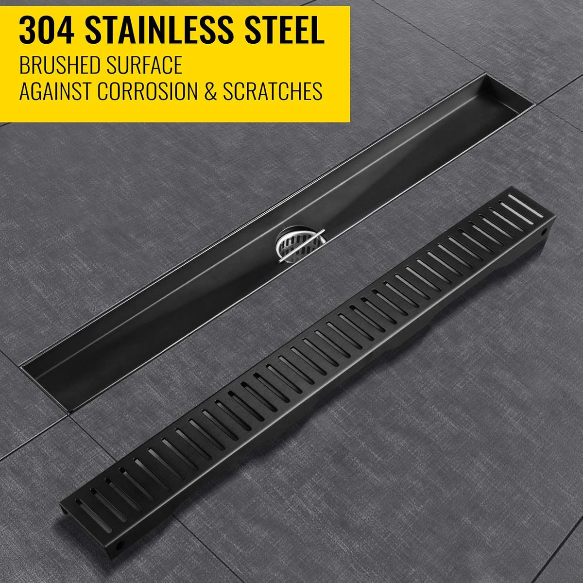 304 Stainless Steel 36x2.75in Linear Floor Drain Pack of 2 E995117