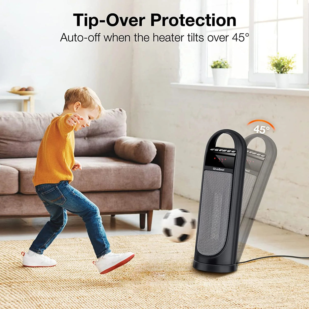 22" Electric Oscillating Tower Space Heater with Thermostat, Remote, Timer, 1500W V20664