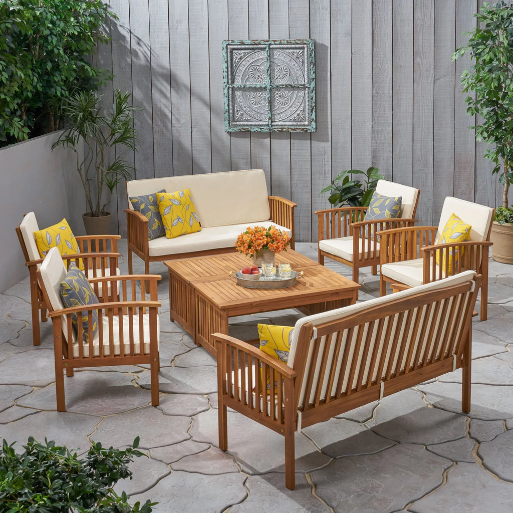 8 Piece Outdoor Wood Sofa Conversation Set T46515