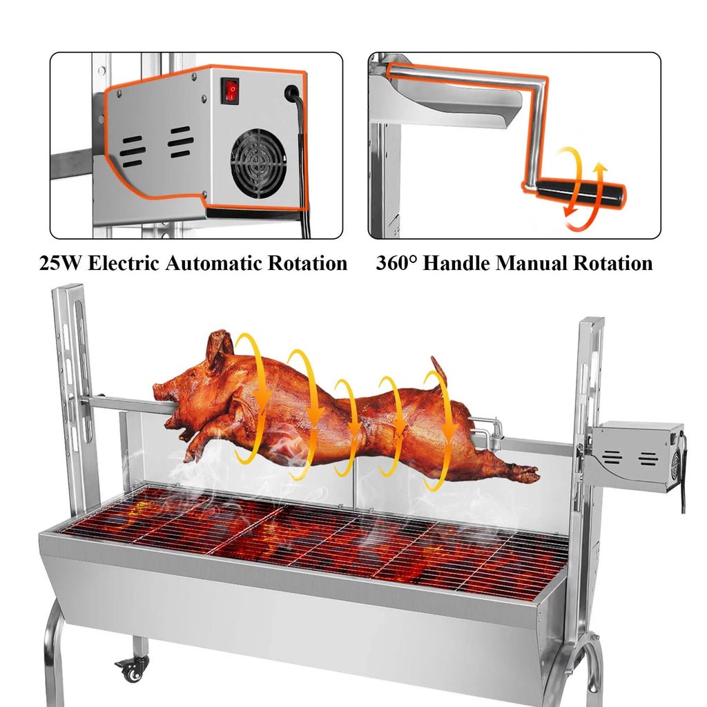 46'' Stainless Steel Charcoal Rotisserie Grill D720