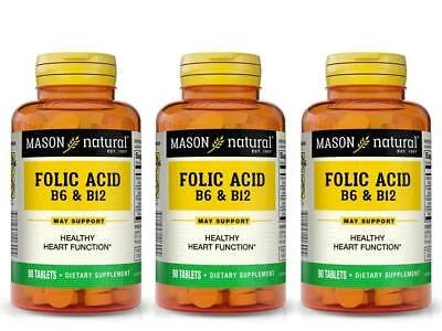B6/B12/Folic Acid Tablets Dietary Supplement 90 Count Pack of 3 P526222