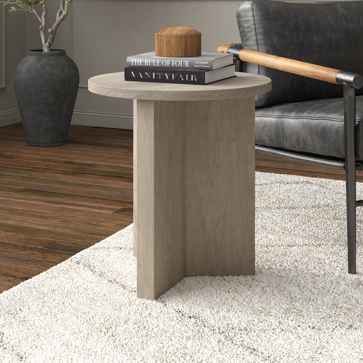 Antiqued Gray Oak Side Table C436640