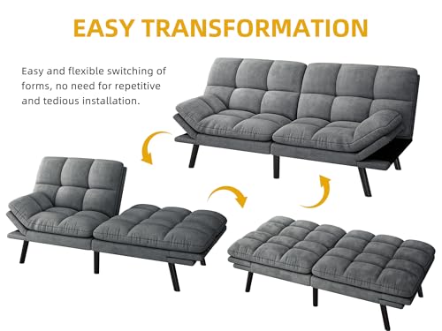Grey Convertible Futon Sofa Bed E7166