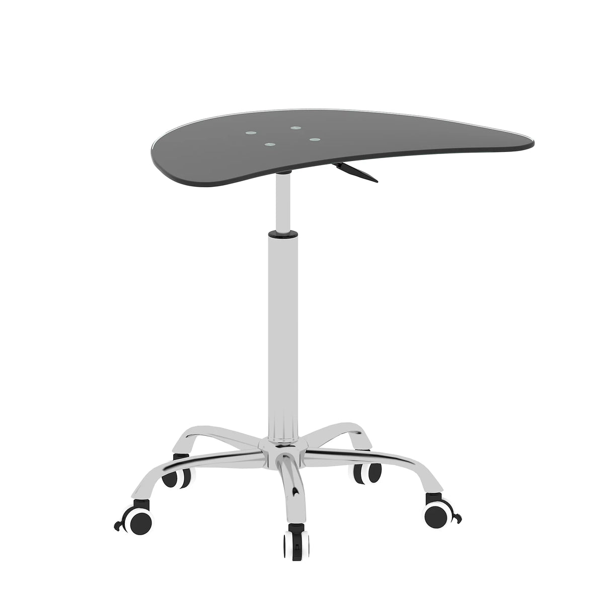 Adjustable Height Black Tempered Glass Table Desk with Lockable Wheels G197235