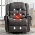 Gray PU Leather Swivel Recliner Chair with Massage and Heat T4946