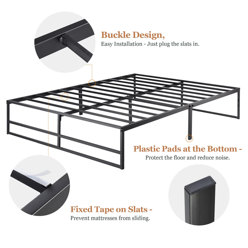 Queen Size Black Metal Platform Bed Frame M748838