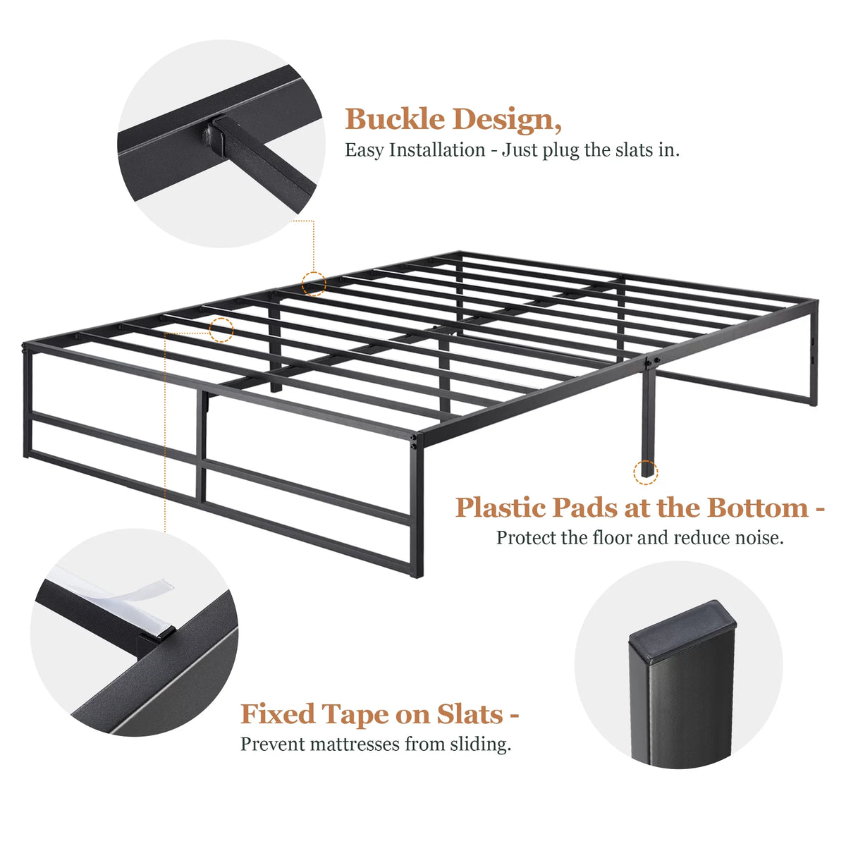 Queen Size Black Metal Platform Bed Frame M748838