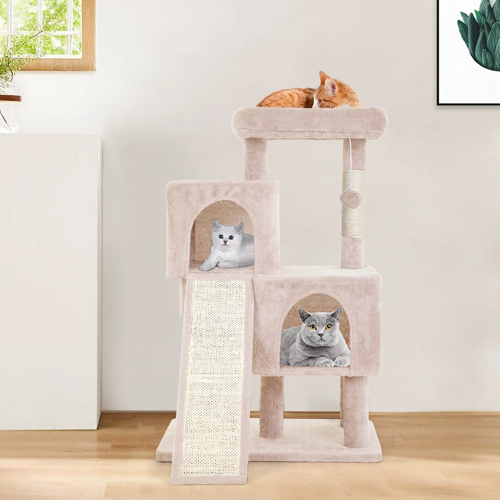 36 inches Beige Multi-Level Cat Tree with Scratching Posts Z826