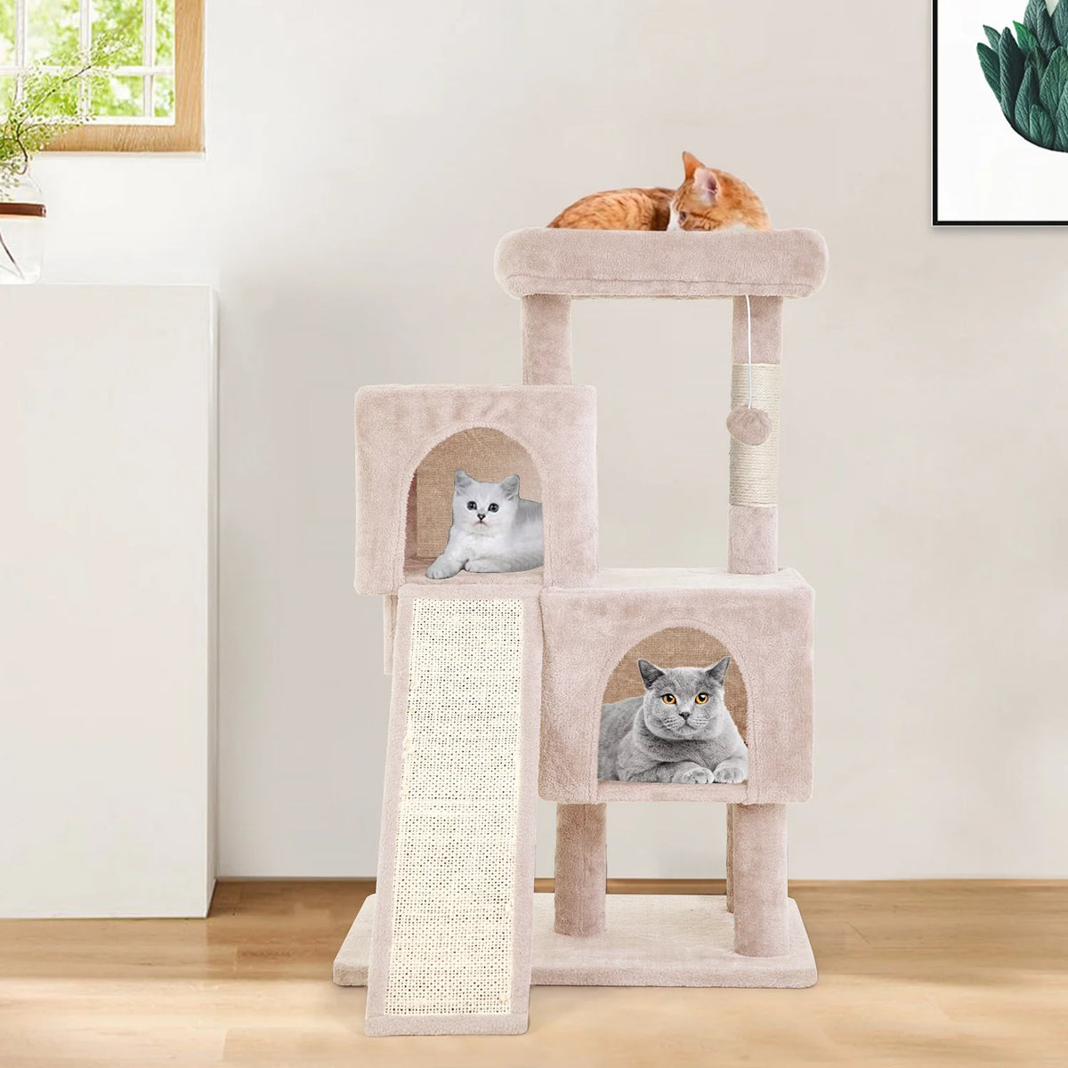 36 inches Beige Multi-Level Cat Tree with Scratching Posts Z826