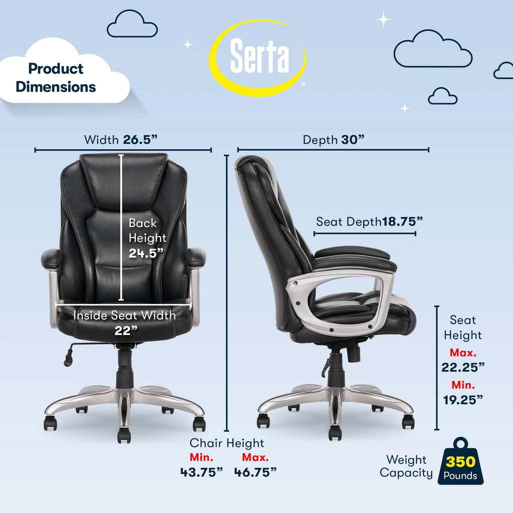 Black Bonded Leather Office Chair with Memory Foam D7889