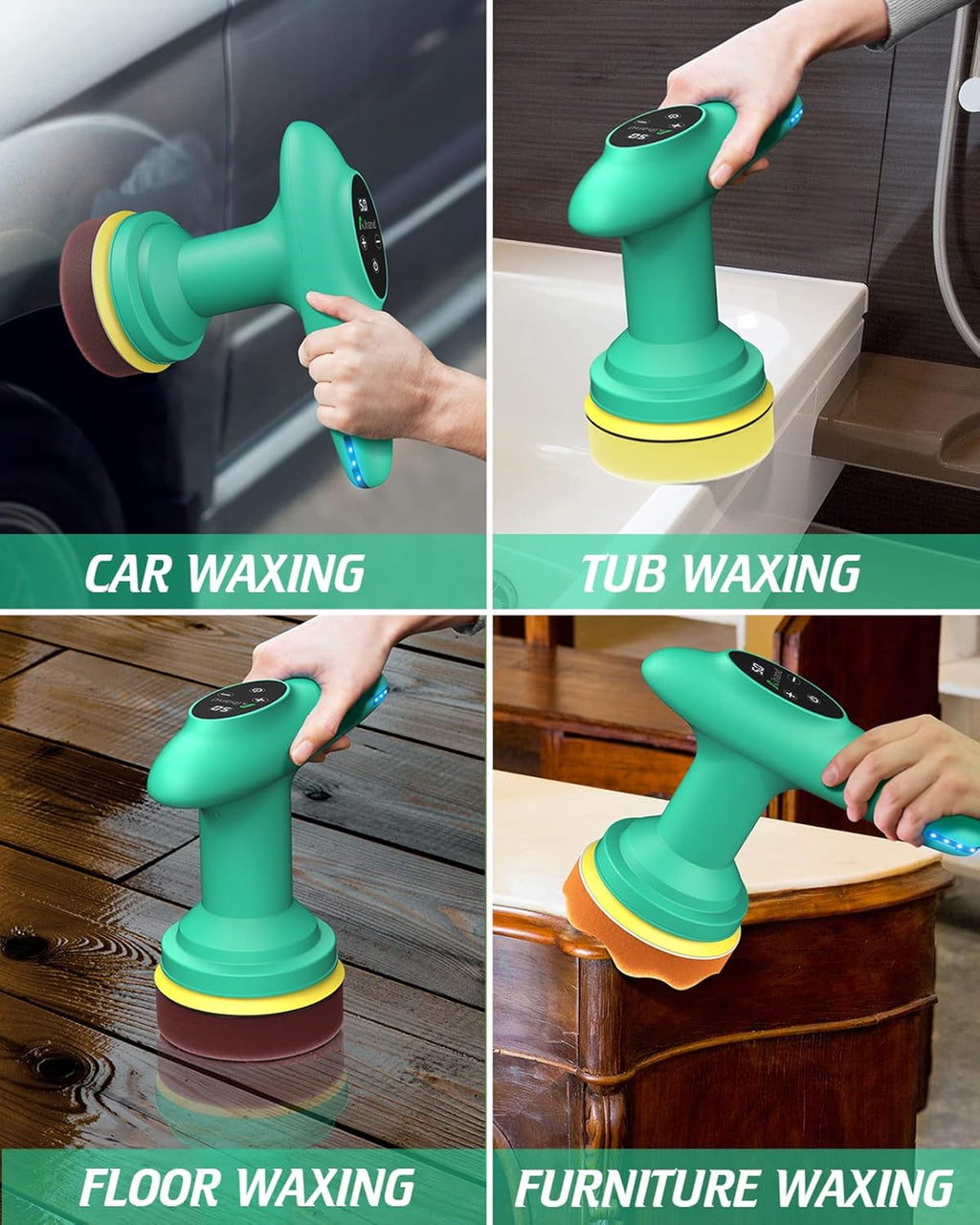 Cordless Car Polisher, 4inch 2500-6000 RPM Orbital Polisher with 8 Pads E882225